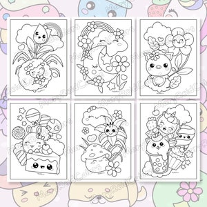 Kawaii Coloring Book Bundle, Easy Printable Pages for Adults and Kids ...