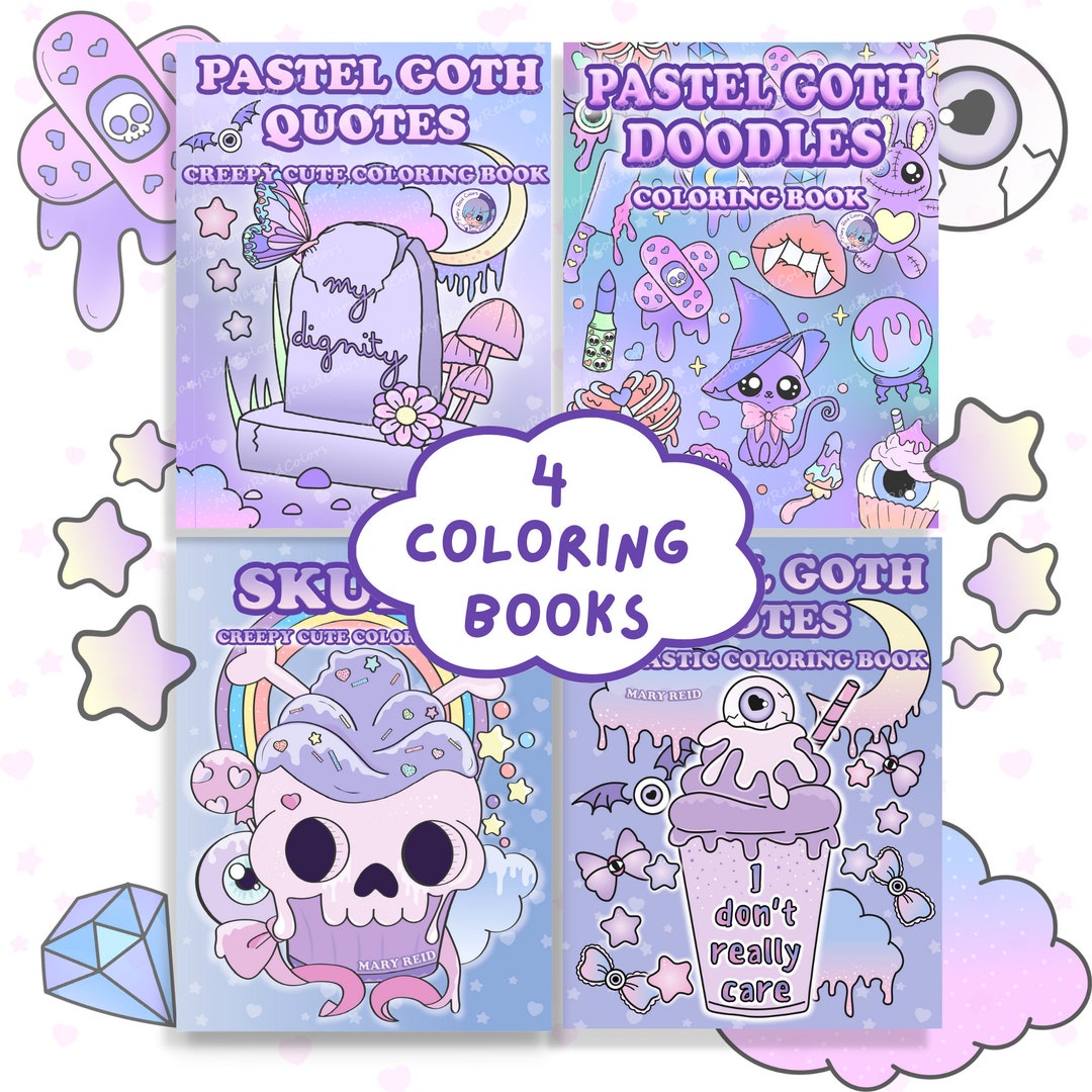 Spooky Cute Coloring Books, Pastel Goth Coloring Book, Funny