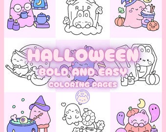 Bold And Easy Halloween Coloring Book: Spooky Printable Pages For Adults And Kids (PDF)