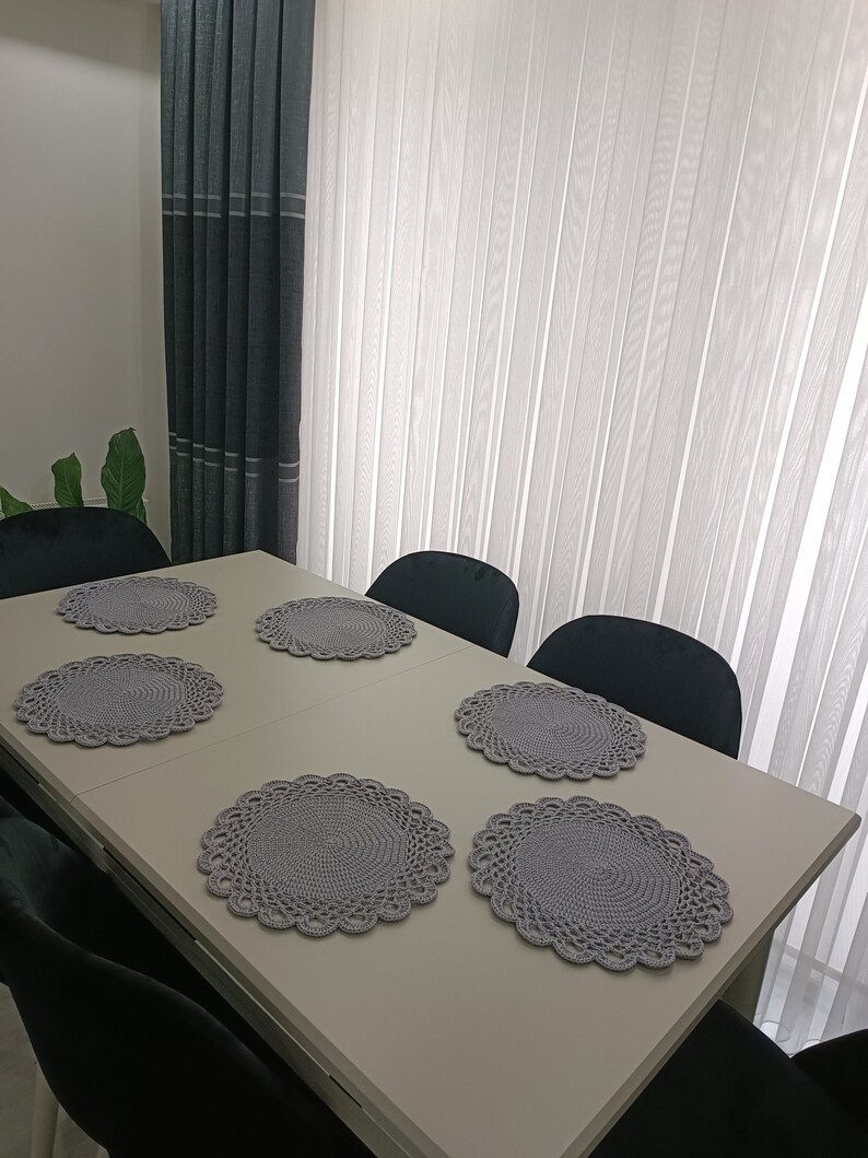 Handmade Table Mat Crochet Supla Set American Service Etsy
