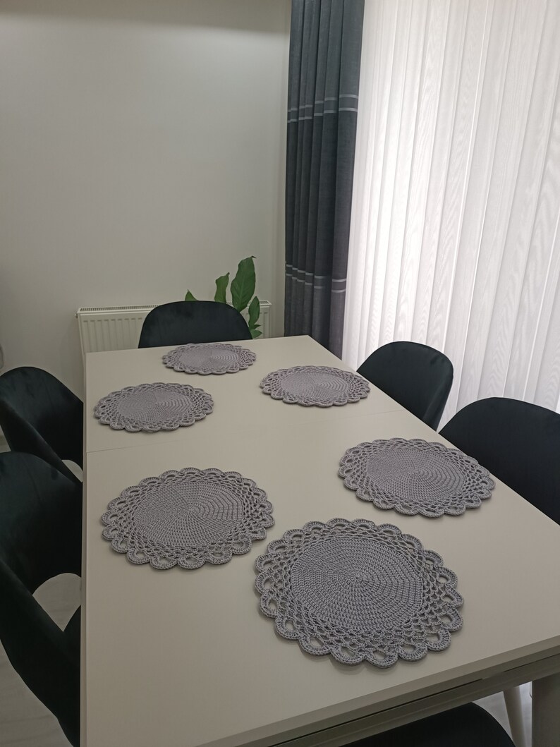 Handmade Table Mat Crochet Supla Set American Service Etsy