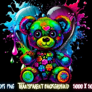 Ours en peluche png pour un design png coloré.  Chemises et designs par sublimation pour le design urbain et le streetwear
