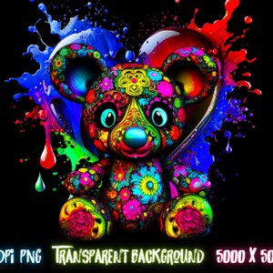 Ours en peluche png pour un design png coloré.  Chemises et designs par sublimation pour le design urbain et le streetwear