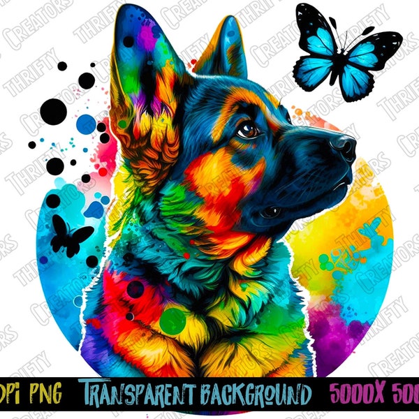 German shepherd Dog PNG, Dog Illustration, Transparent Background, Hand Drawn shepherd, Dog Sublimation, Dog Breed, Dog Gift, Pet Art