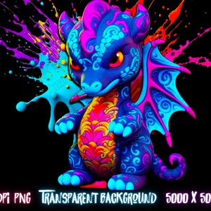 Dragon png pour un design png coloré.  Chemises pour enfants et designs par sublimation pour le design urbain et le streetwear