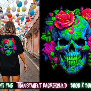Colorful png for shirts and sublimation designs, graffiti png, urban design, png for men, abstract png, Floral hop skull - Limited Release