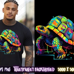 Tortue png pour un design png coloré.  Chemises pour enfants et designs par sublimation pour le design urbain et le streetwear - Thrifty Creators