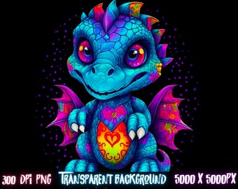 Dragon Teddy PNG, Colorful Clipart for T-Shirts (Digital Download)