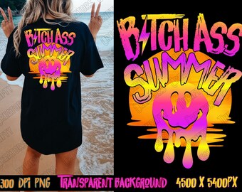 Retro Summer Smiley Face PNG, Sublimation Design (Digital Download)
