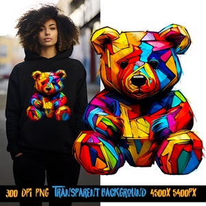 Teddy Bear png for Colorful png design, Png for shirt, sublimation designs for urban design and streetwear, Kid png designs Thrifty Creators
