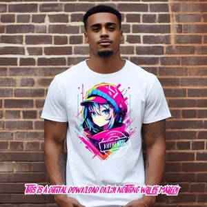 Anime transparent png file Streetwear shirt Mashup for direct to film, print on demand, sublimation designs.Design anime, japanese anime png.  Copyright Thrifty Creators