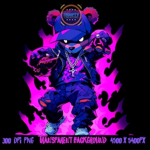 Teddy Bear png for Colorful png sublimation and dtf designs.  Png for shirt, sublimation designs for urban design and streetwear