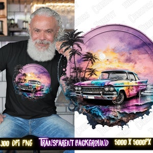 DTF png for tshirt designs, png files for sublimate, png, dtf designs, sublimate shirt designs, trend png, graphic tee png, retro car sunset