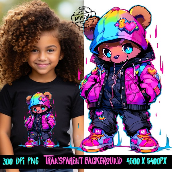 Teddy Bear png for Colorful png sublimation and dtf designs.  Png for shirt, sublimation designs for urban design and streetwear