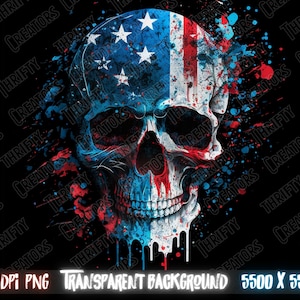 DTF png patriottico bandiera teschio sublimazione PNG Design - Patriotic Graphic, disegni tshirt, sublimare png