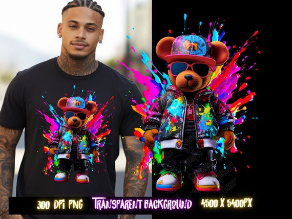 Trending Teddy Bear png for Colorful png design.  Png for shirt, sublimation designs for hiphop and streetwear, dtf designs, hoodie designs