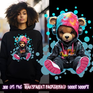 Teddy Bear png for Colorful png design.  Png for shirt, sublimation designs for urban design and streetwear, hoodie designs and dtf designs