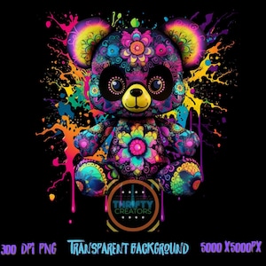 Cute Teddy Bear transparent png do druku na żądanie, wzory sublimacyjne, bezpośrednio na filmie. Grafika na koszulce dtf png wzory od Thrifty Creators