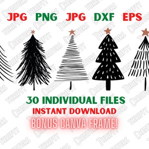 Bundle de sapin de Noël, Svg Noël, arbre de Noël Svg, Clipart Noël, arbre de Noël Png, Noël numérique, Cricut, Silhouette, Dxf