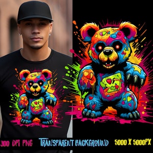 Teddy Bear png, shirt designs, sublimate designs, dtf designs, urban design and streetwear, zombie teddy bear for Halloween png, trending