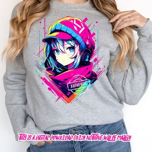 Anime transparent png file Streetwear shirt Mashup for direct to film, print on demand, sublimation designs.Design anime, japanese anime png.  Copyright Thrifty Creators