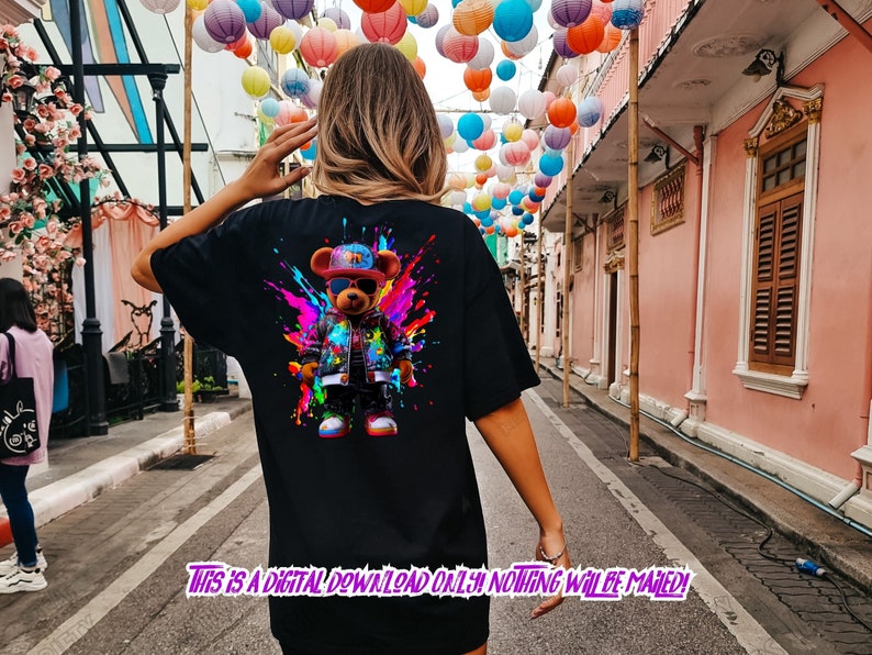 Trending Teddy Bear png for Colorful png design.  Png for shirt, sublimation designs for hiphop and streetwear, dtf designs, hoodie designs