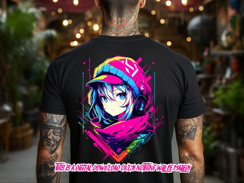 Anime transparent png file Streetwear shirt Mashup for direct to film, print on demand, sublimation designs.Design anime, japanese anime png.  Copyright Thrifty Creators