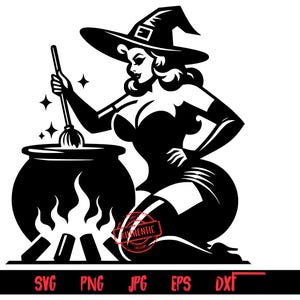 Kurvige Hexe 8, SVG-Bundle, enthält PNG-, SVG-, DXF-, EPS- und Jpg-Dateien, Halloween-Designs, Hexensvp, Thrifty Ersteller Exklusiv, PNG-Dateien
