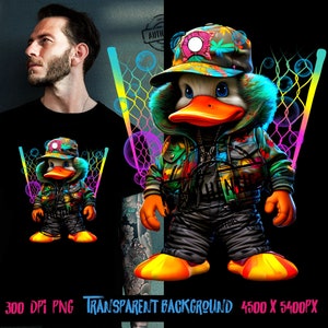 Patito de Hip Hop PNG para diseños PNG coloridos. PNG para camisetas, diseños de sublimación para diseño urbano y ropa de calle - Thrifty Creators