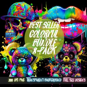 Sublimations-Designerpaket, Streetwear-Bundle, T-Shirt-Designpaket, Mega-Bundle, Cartoon-PNG-Bundle, T-Shirt-Paket, DTF