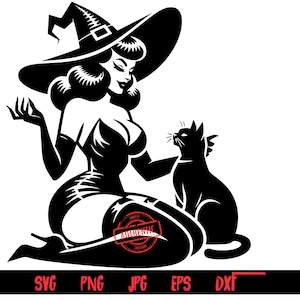 Kurvige Hexe 10, SVG-Bundle, enthält PNG-, SVG-, DXF-, eps- und Jpg-Dateien, Halloween-Designs, Hexensvp, Thrifty Ersteller Exklusiv, PNG-Dateien