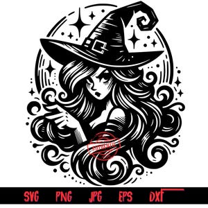 Sassy Witch SVG Bundle enthält png -, svg -, dxf -, eps - und jpg-Dateien, Halloween-Designs, Hexe, Thrifty Decorators Exclusive Design 8.9.2024