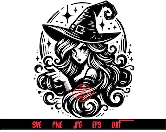 Sassy Witch SVG bundle includes png, svg, dxf, eps and jpg files, Halloween designs, witch, Thrifty Creators Exclusive Design 8.9.2024