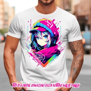 Anime transparent png file Streetwear shirt Mashup for direct to film, print on demand, sublimation designs.Design anime, japanese anime png.  Copyright Thrifty Creators