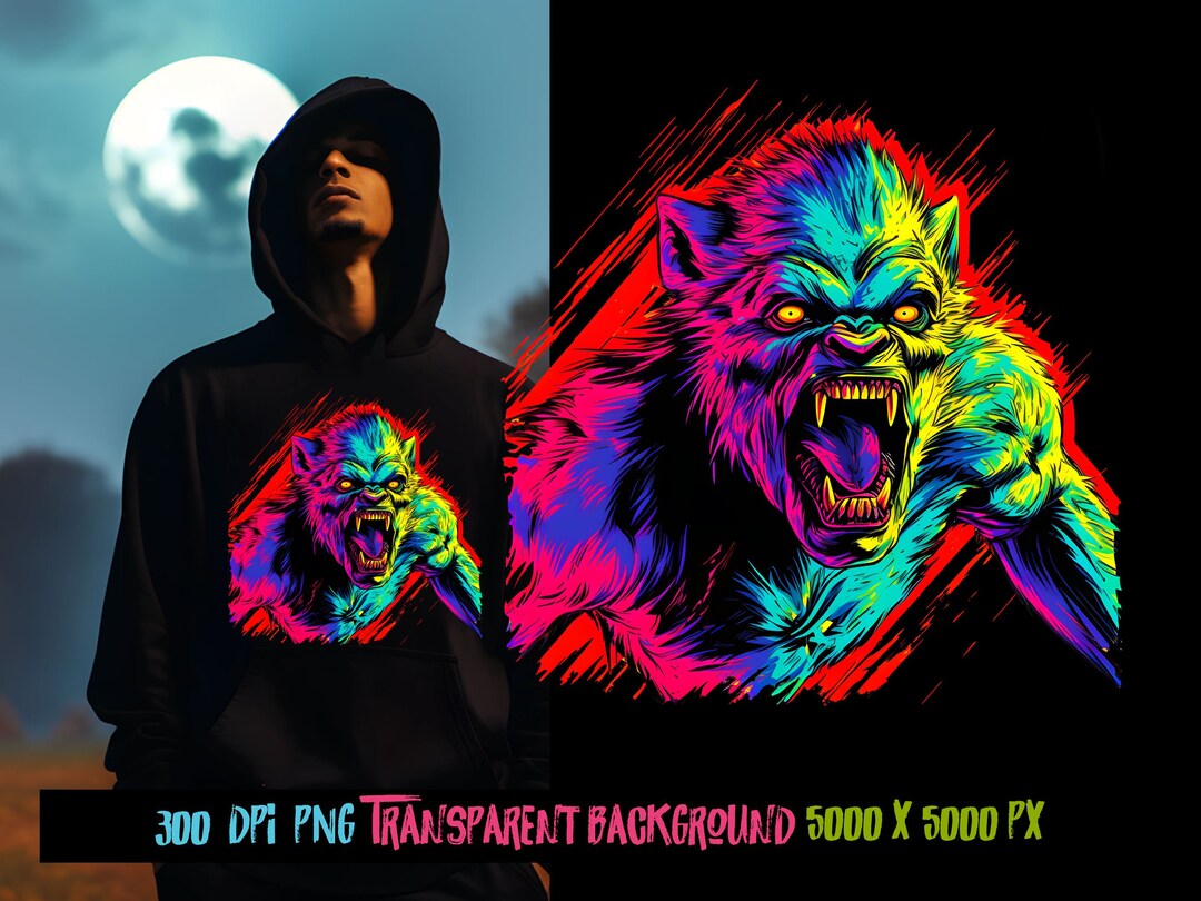 Colorful Werewolf PNG, Urban Streetwear Design (digital Download) - Etsy