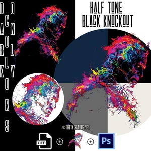 Frankenstein Neon Halftone Image Pack - Thrifty Halftones ©, PSD, PNG and Tiff files included, direct to film, dtf tshirt designs, Halloween