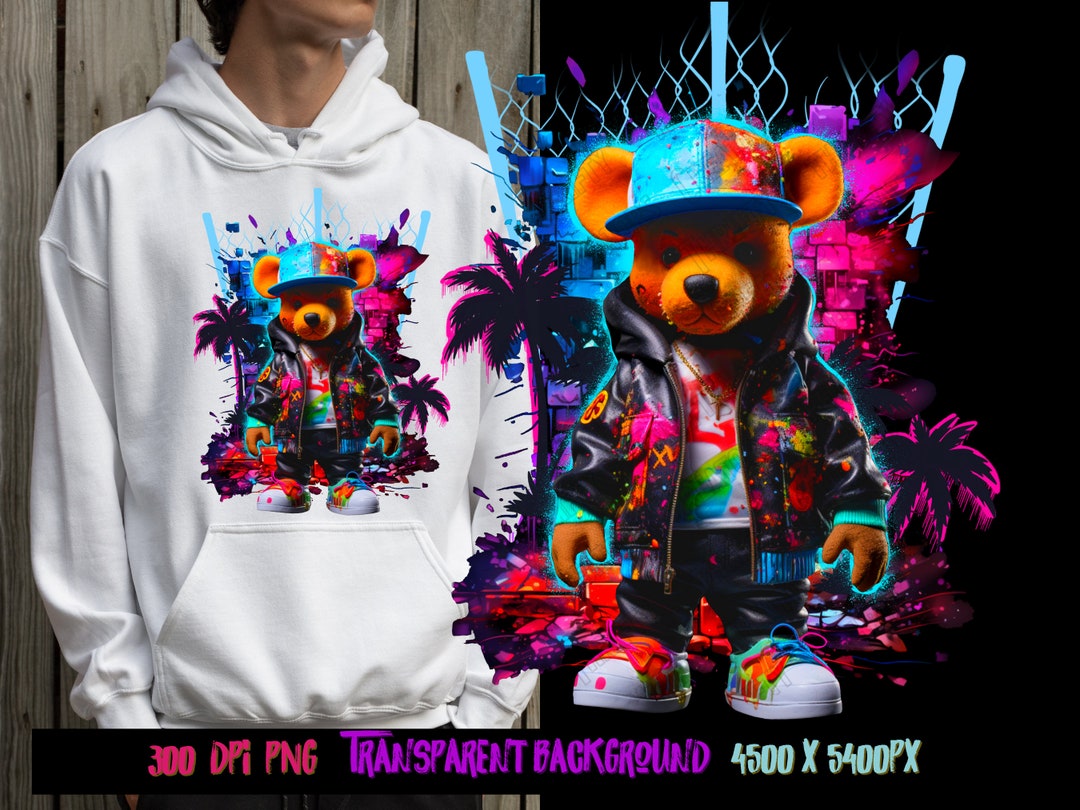 Hiphop Teddy Bear Png for Dtf Designs and Sublimation, Png Designs for ...