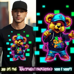 Teddy Vibes, DTF Png, ours en peluche png, sublimes dessins pour chemise, fichier png pour sublimer, png hip hop, dessins de chemise