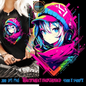 Anime transparent png file Streetwear shirt Mashup for direct to film, print on demand, sublimation designs.Design anime, japanese anime png.  Copyright Thrifty Creators