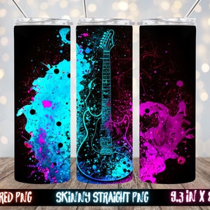 Elektrische gitaar muziekinstrument 20 Oz magere sublimatie beker wrap digitaal ontwerp png-bestand downloaden Thrifty Creators