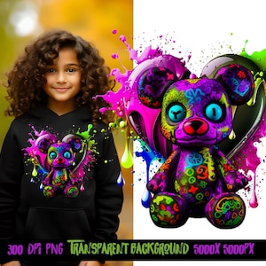 Teddy Bear png for Colorful png design.  Shirts and sublimation designs for urban design and streetwear hoodie designs, png for sublimate