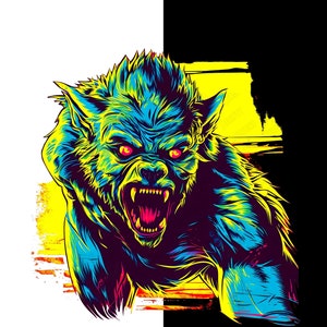 Colorful Werewolf PNG, Urban Streetwear Sublimation Design (digital ...