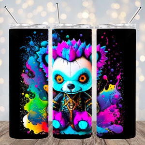 Disegni per bicchieri a sublimazione da 20 once, Thrifty Teddy 9,2 x 8,3&quot; Straight Skinny Tumbler Wrap PNG, disegno a sublimazione PNG, disegno colorato per bicchieri