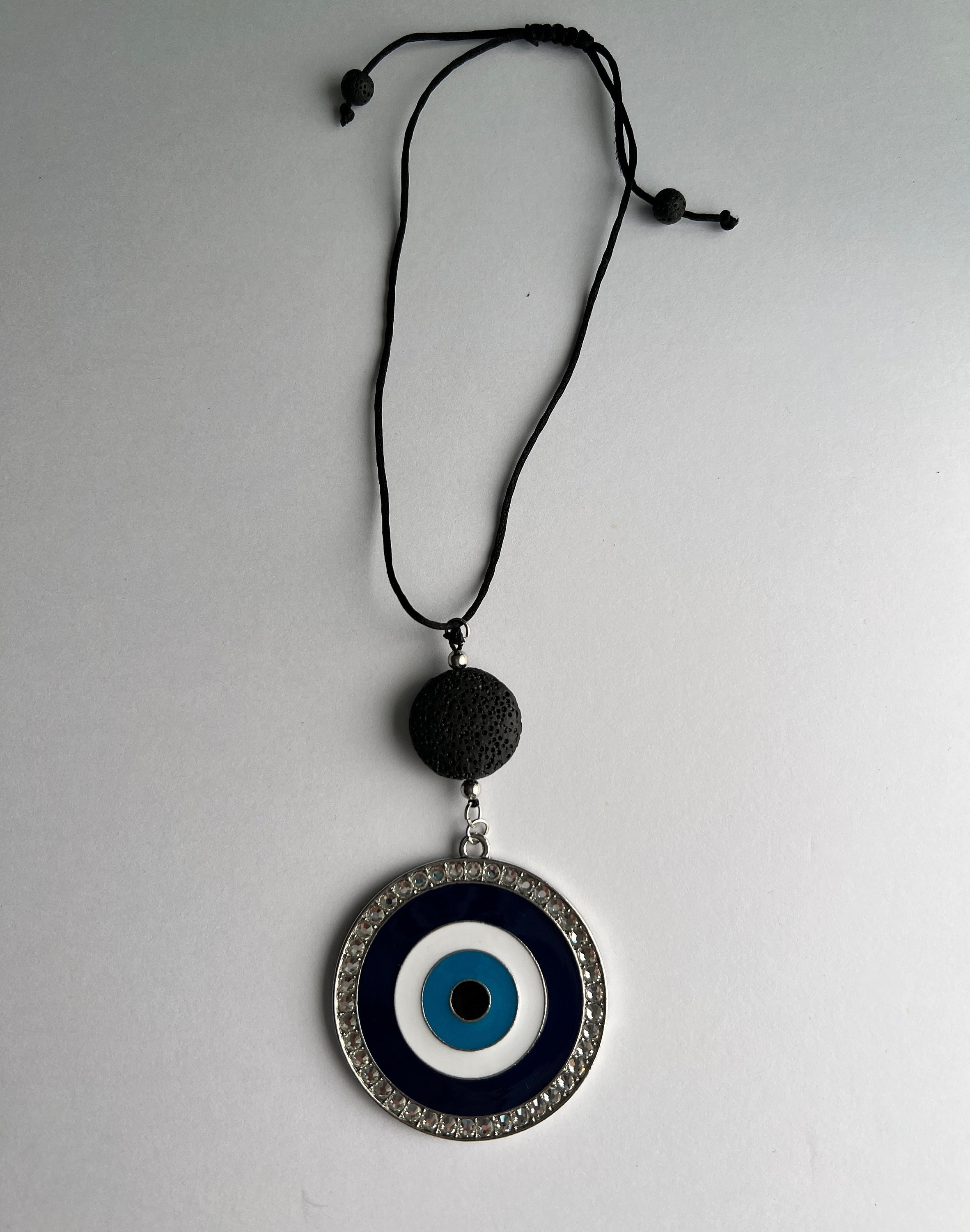 Pendentif Rétroviseur Voiture Anti-Mauvais Œil - Perles Bohème - Porte-Bonheur 20,5 Cm