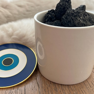 Evil Eye Essential Oil Diffuser Jar: Home Fragrance with Lava Rocks