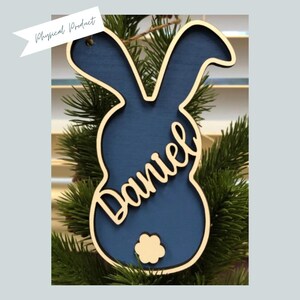 Easter Basket Tag: Personalized Baltic Birch Bunny Decor