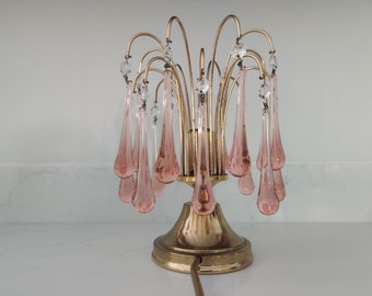 Murano pink teardrop cascade table lamp
