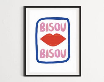 Bisou Lips Fashion Print: French Wall Art (Digital Download)