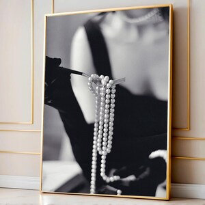 Vintage Fashion Print: Black and White Pearls Photo (Digital Download) image 7