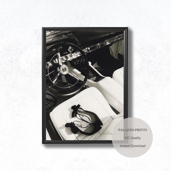 Black and White Car Poster Etsy